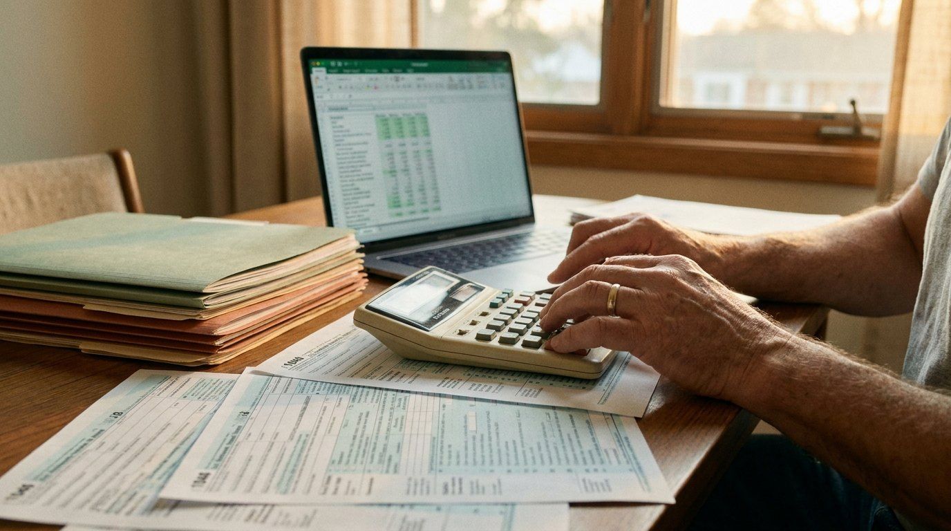Accountant working through tax documents