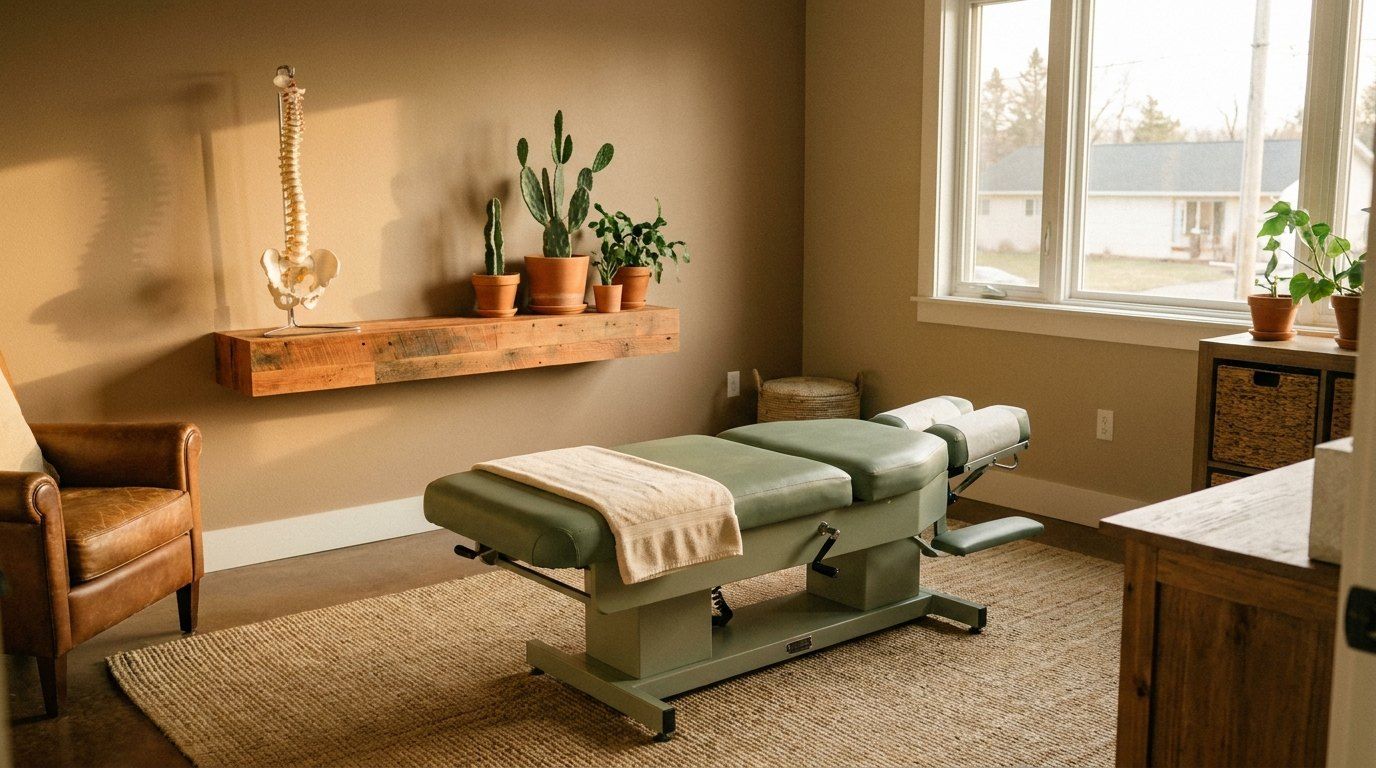 Chiropractic treatment table in a calm clinic