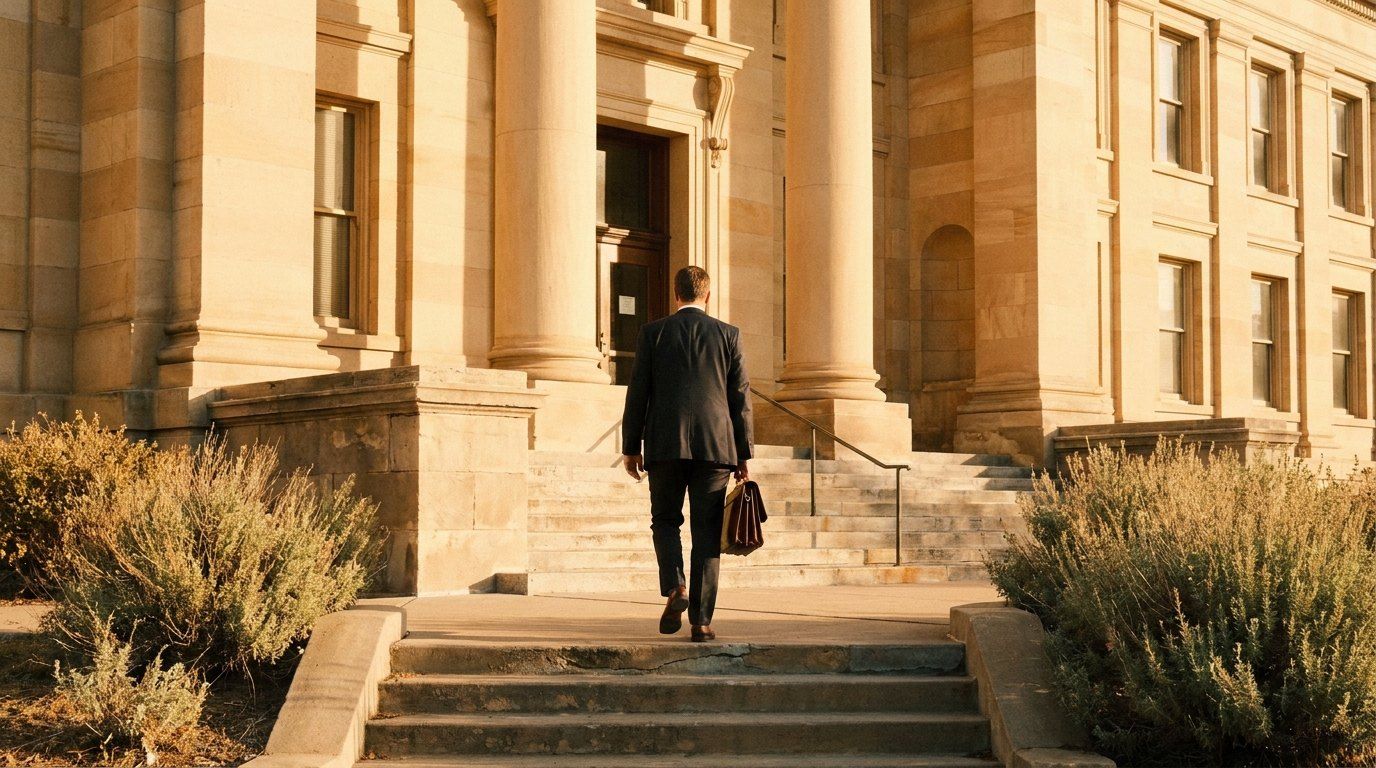 Courthouse steps and columns