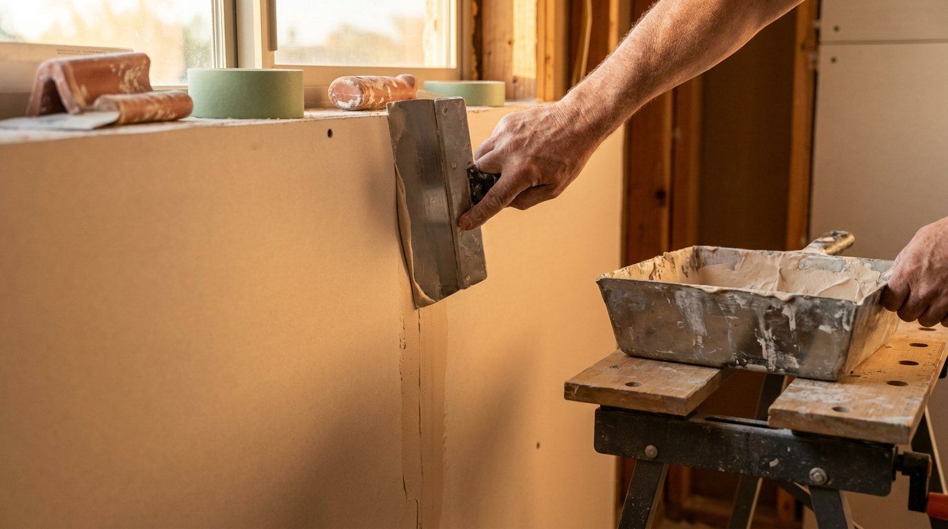 Drywall finisher smoothing joint compound