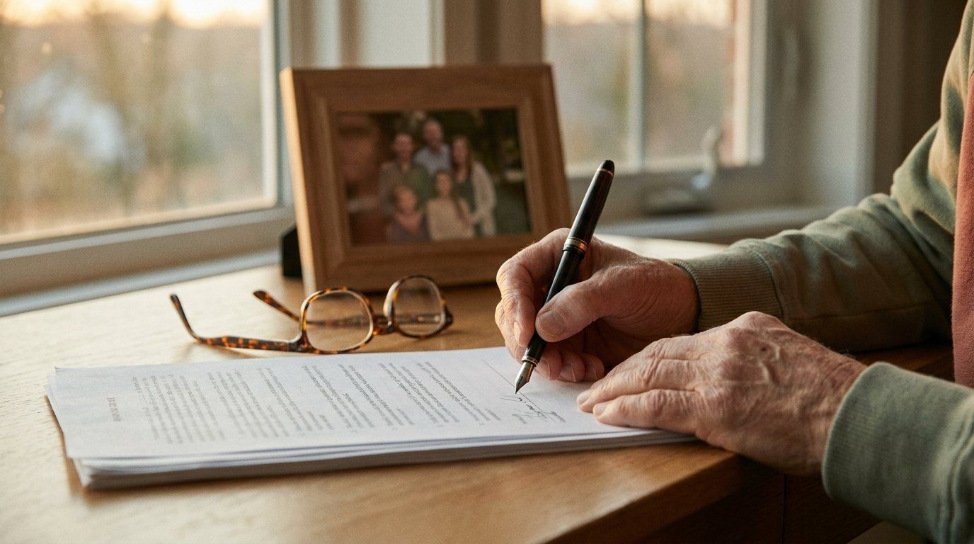 Signing a will with a fountain pen
