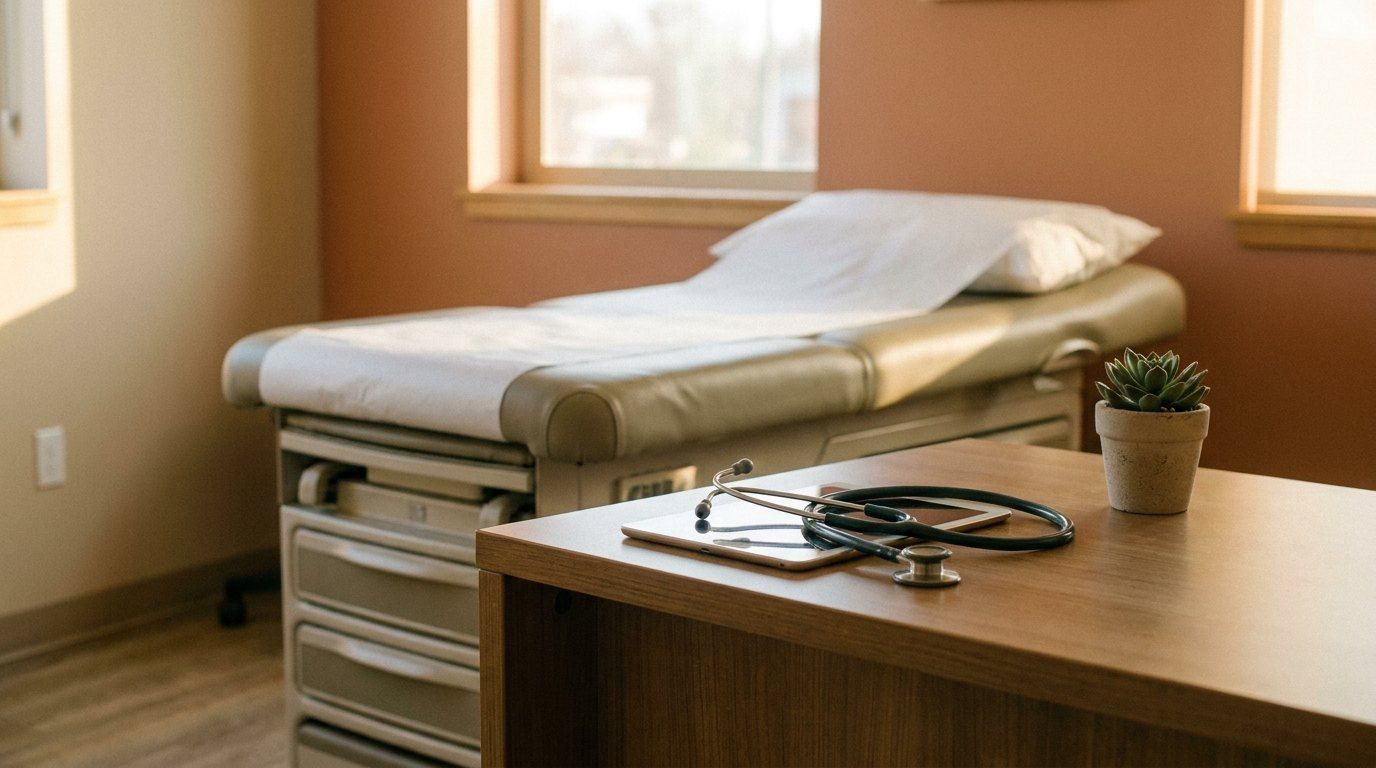 Doctor's stethoscope on a clinic desk