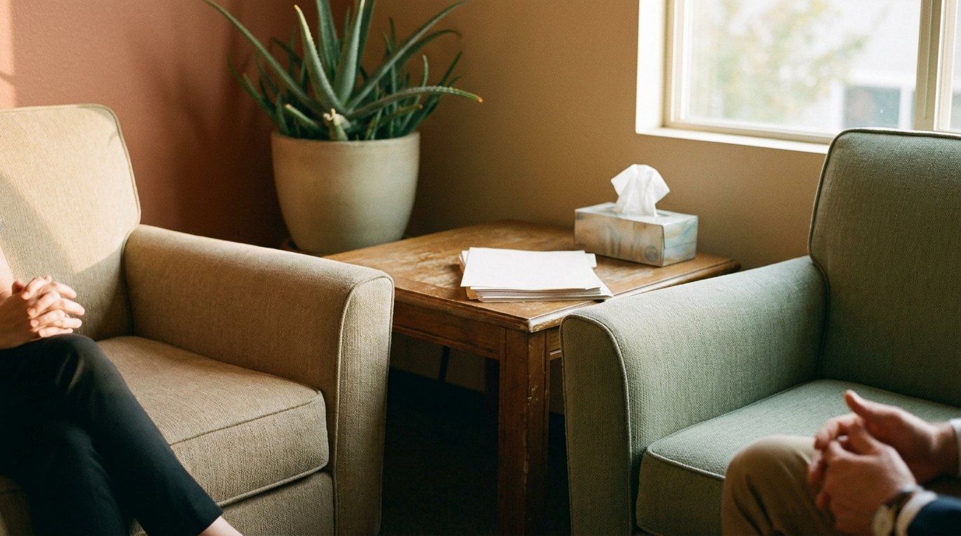 Calm consultation room with documents