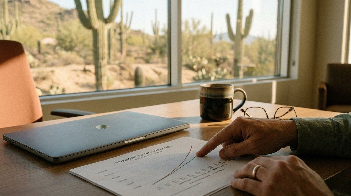 Advisor reviewing a retirement plan chart