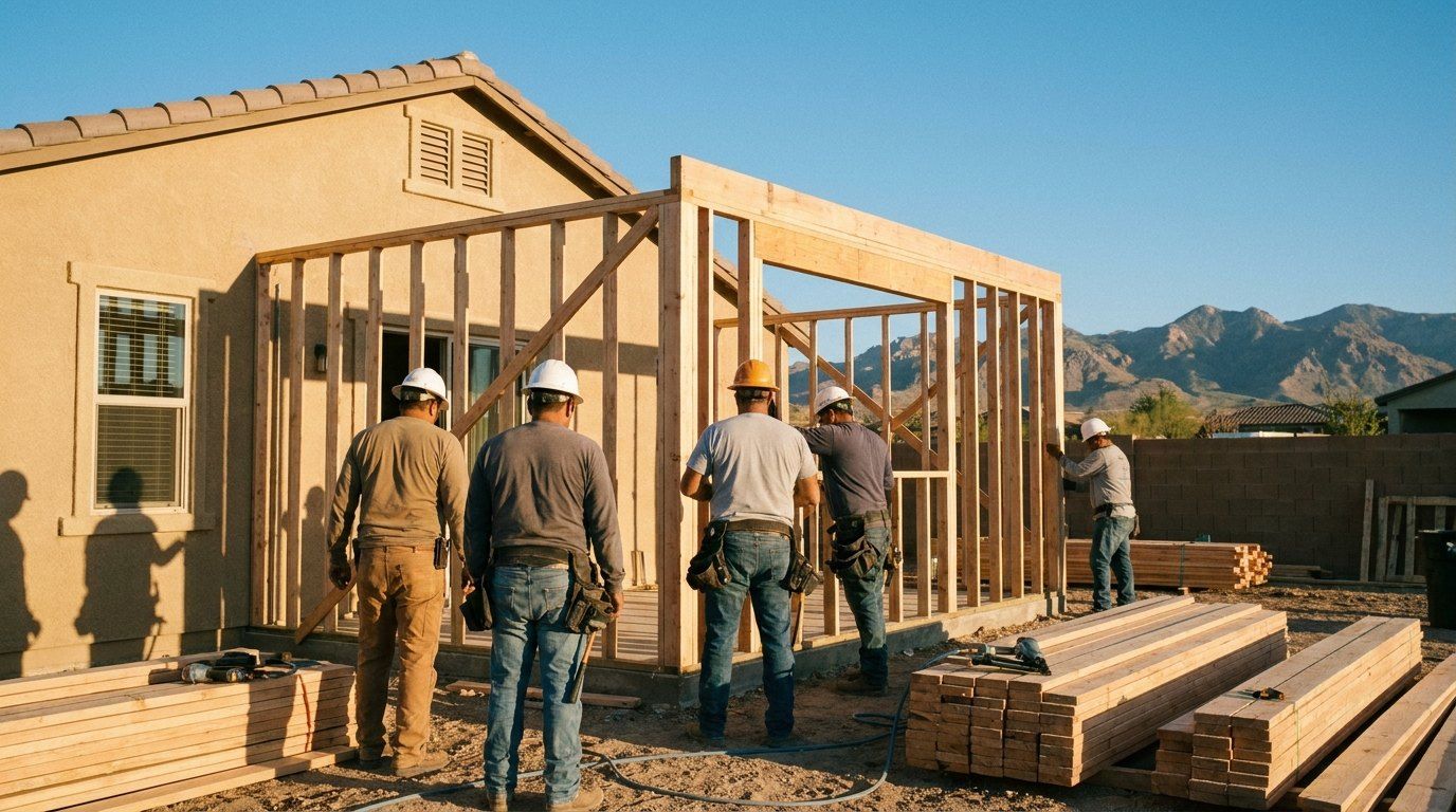 Framing crew building a home addition