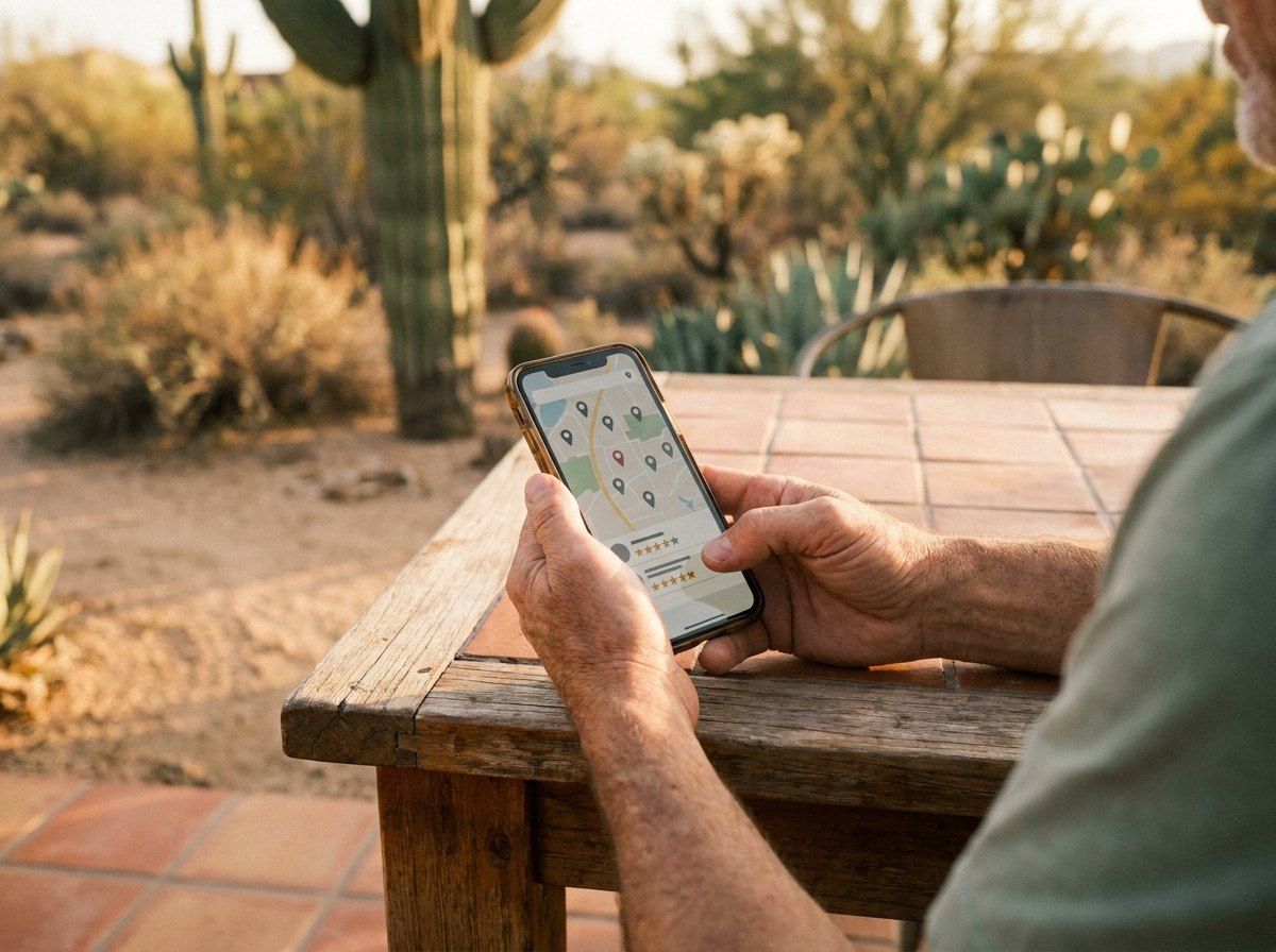 Comparing local businesses and their star ratings on a phone