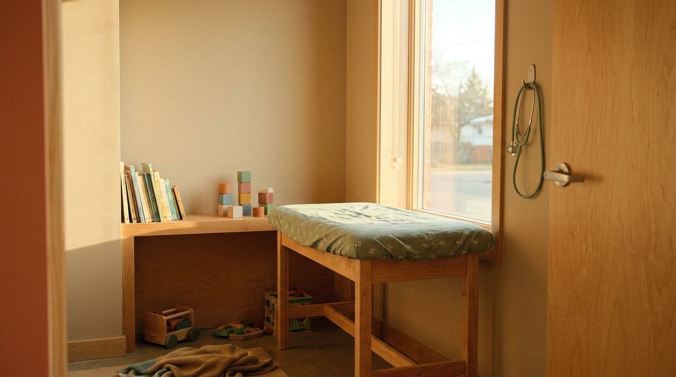 Colorful pediatric exam room