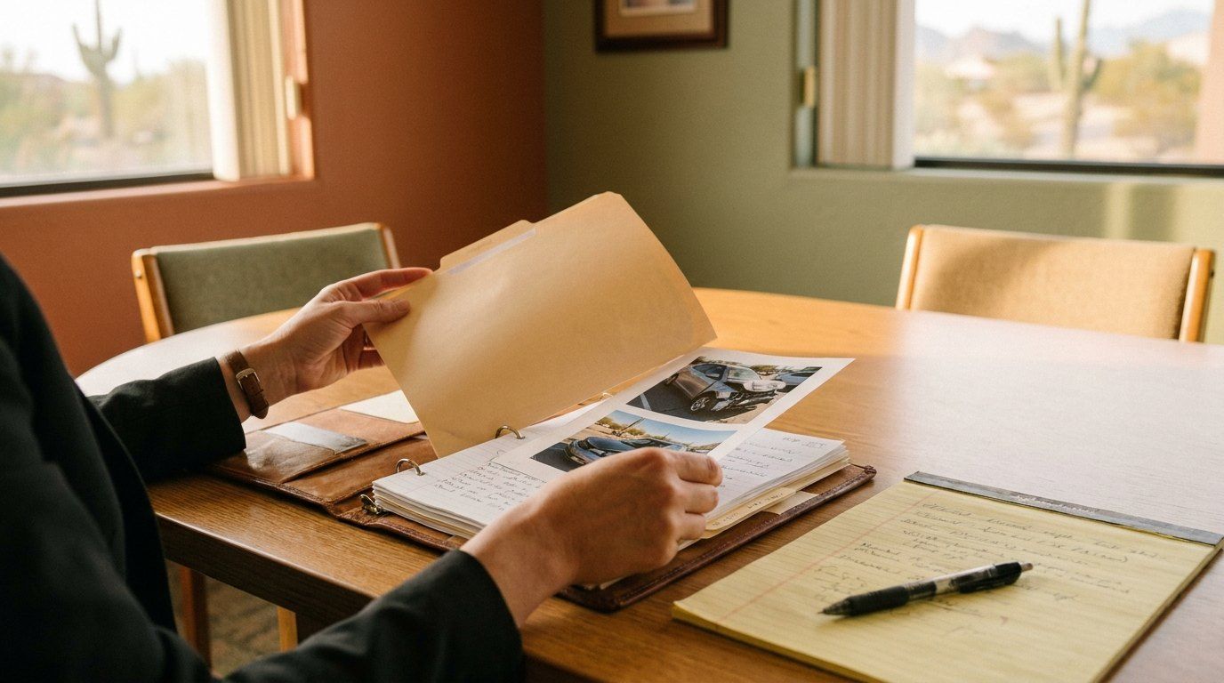 Attorney reviewing a case file
