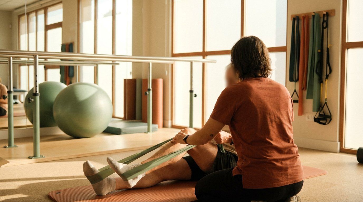 Physical therapy gym with exercise equipment