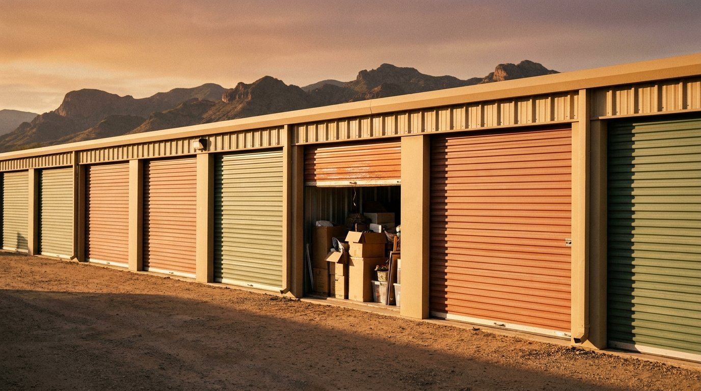Row of self storage units