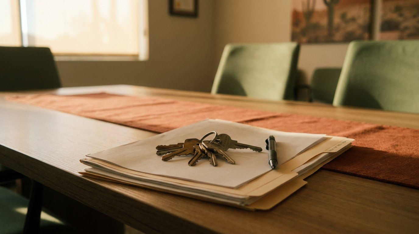 House keys on closing documents