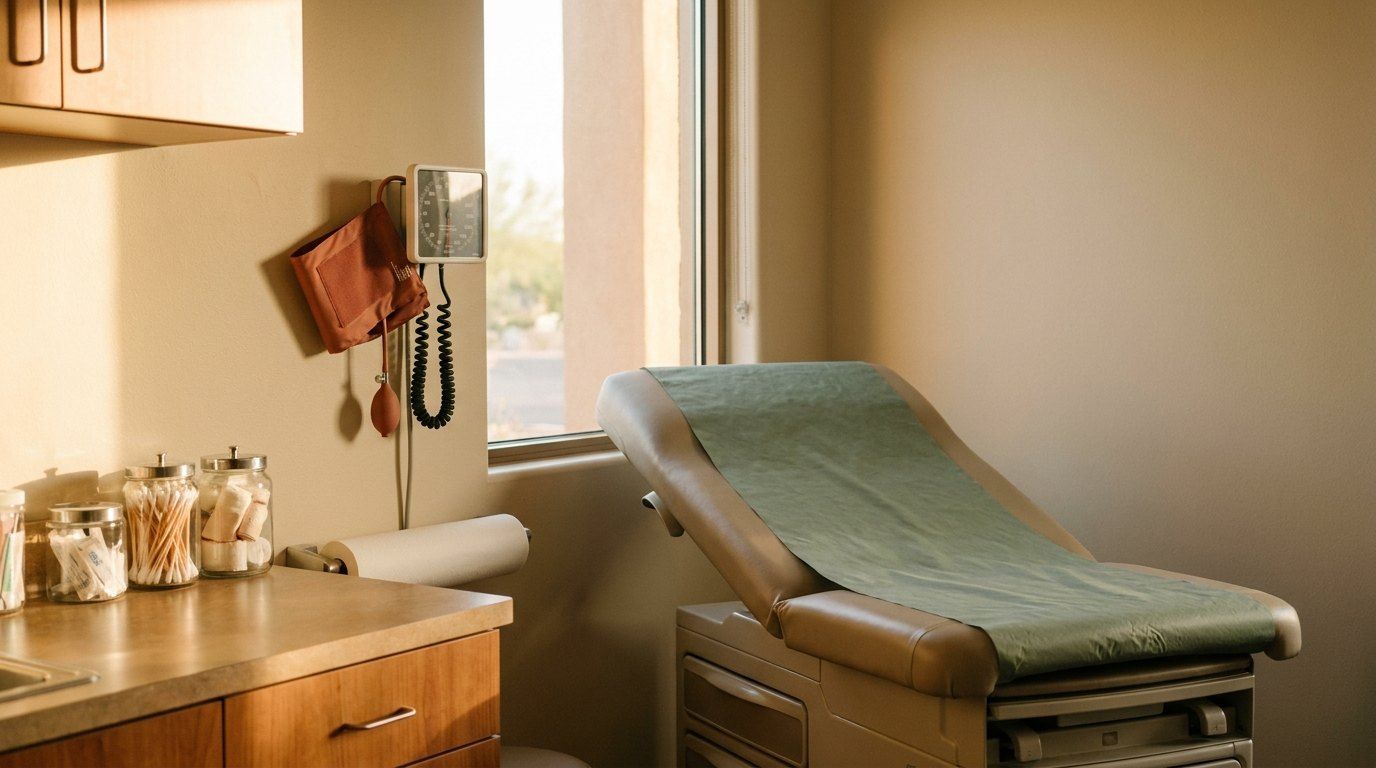 Bright urgent care exam room